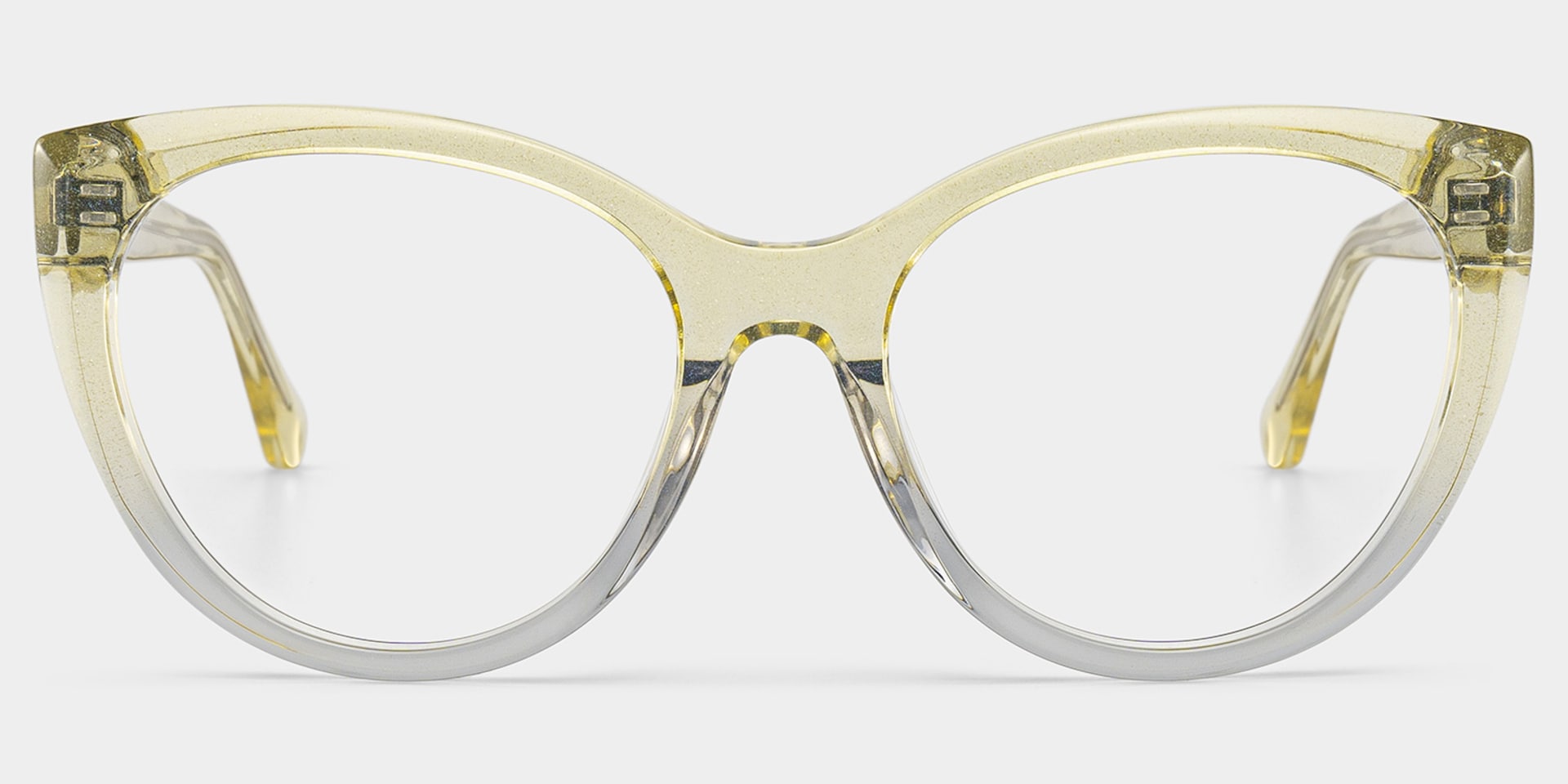Kiera Cat-eye Pastel Green Glasses Frames in Clear Gradient Glitter1