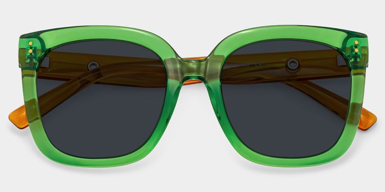 Ebony Green Square Sunglasses