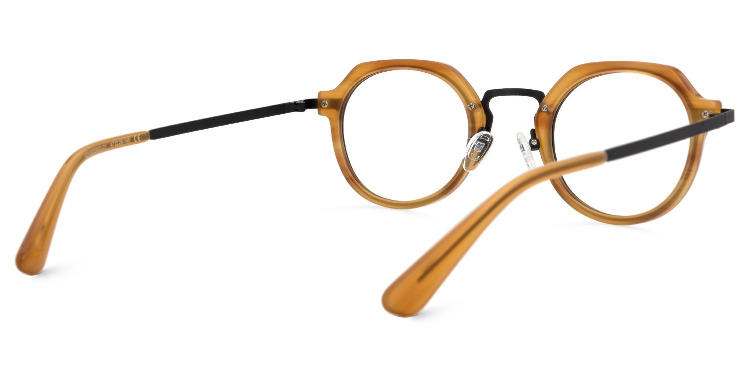 Yellow Mixed-Materials Round Eyeglasses- Wells3