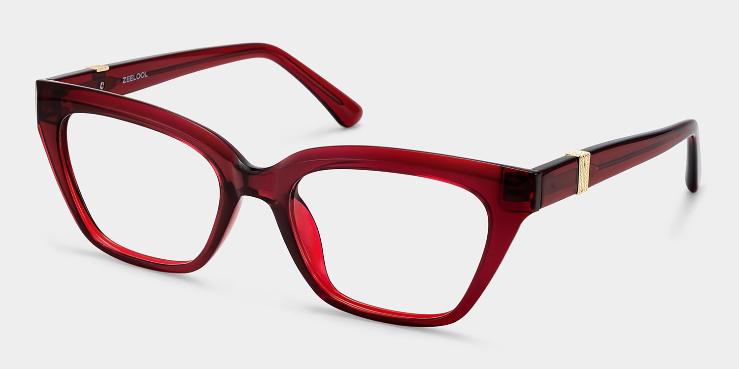 Quincy Cat eye Red Frame Eyeglasses | ZEELOOL3