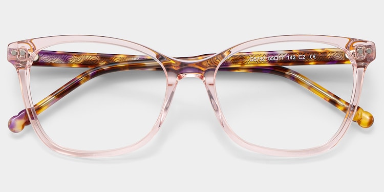Marigold Rectangle Pink Tortoise Glasses
