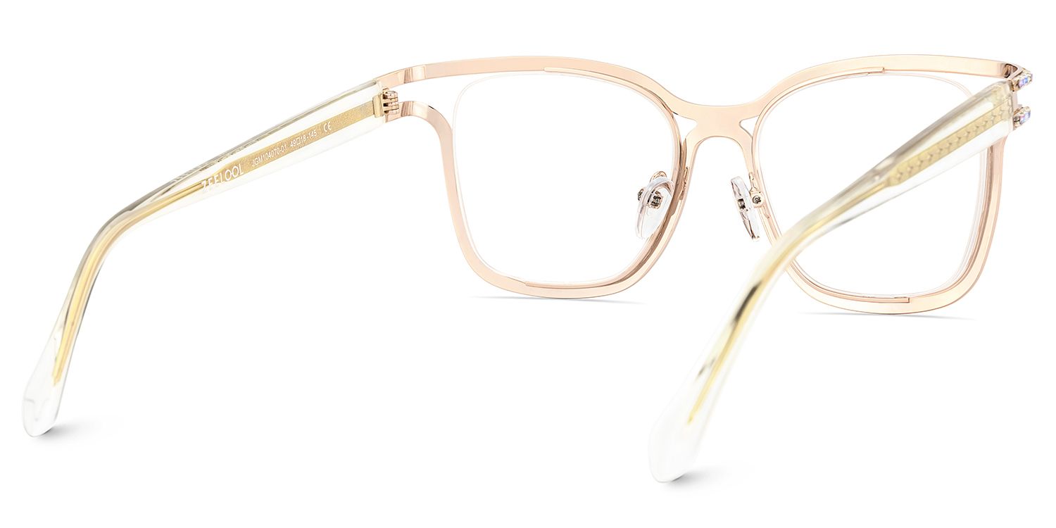 Shine Square Gold Metal Frame Glasses for Women | ZEELOOL5