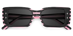 Gleam Rectangle Black Pink Sunglasses1