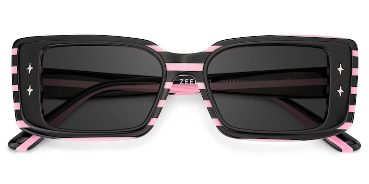 Gleam Rectangle Black Pink Sunglasses