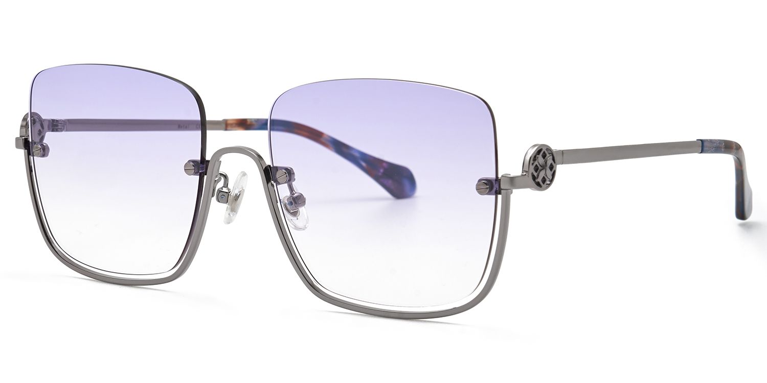 Charie Rectangle Style Light Purple Frame Sunglasses | ZEELOOL1