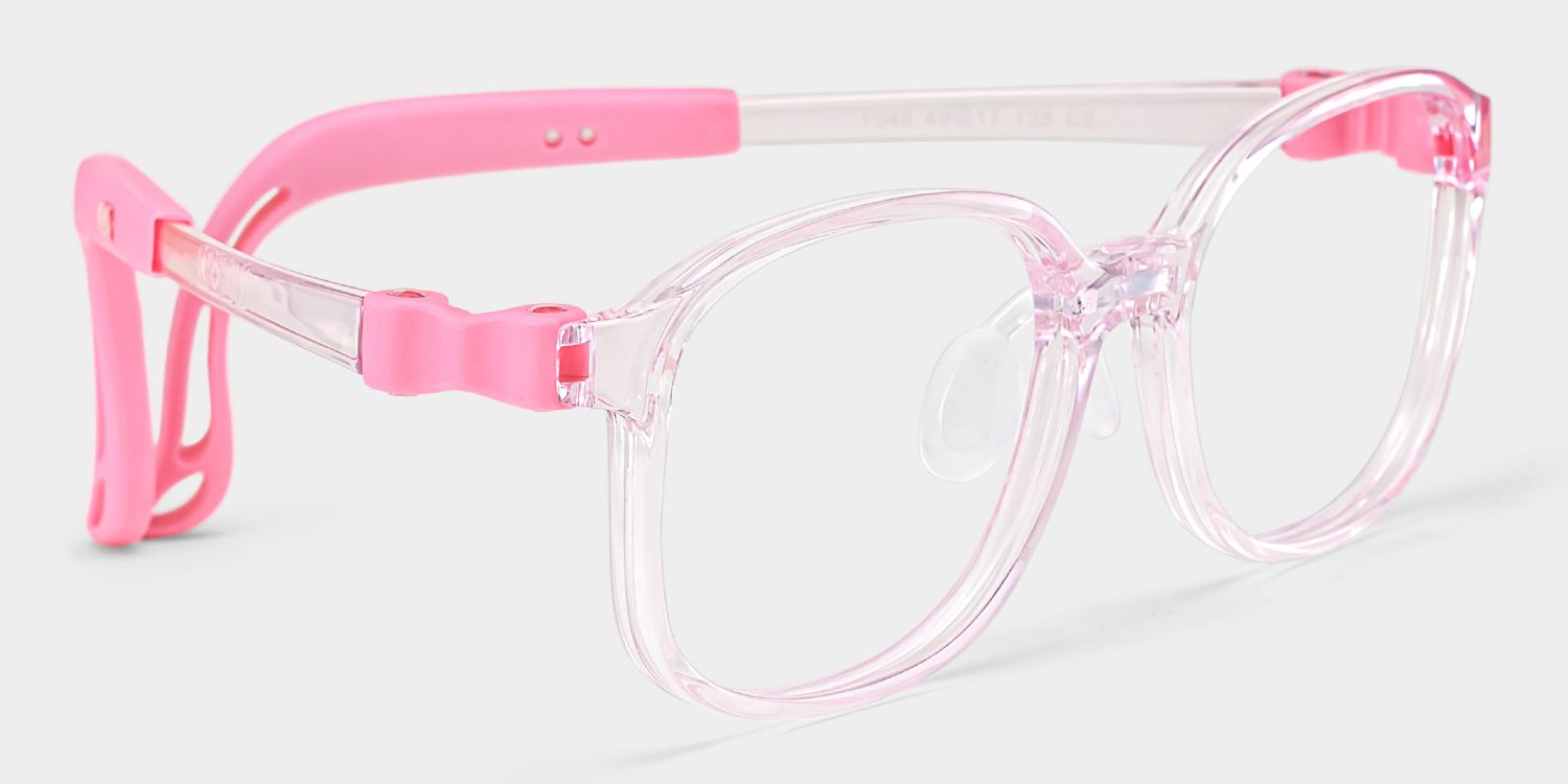 Casey Rectangle Clear Pink Frame Eyeglasses for Pre-tweens2