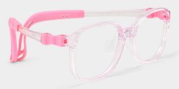 Casey Rectangle Clear Pink Glasses2