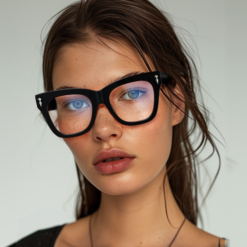 Grabar Black Square Frames Glasses for Women | Zeelool4