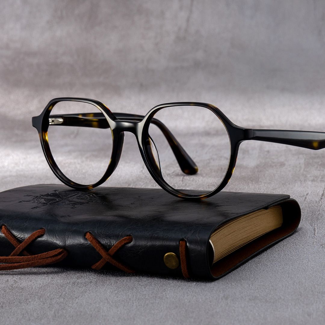 Hazel Geometric Tortoise Frame Eyeglasses for Man| ZEELOOL0