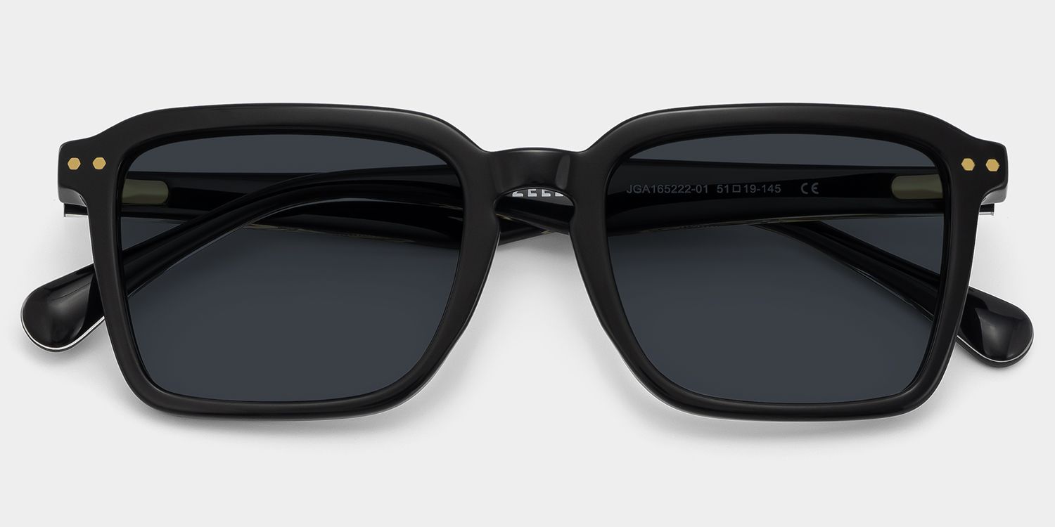ビッキー Vickerie Black Rectangle Polarized Sunglasses for Driving | ZEELOOL