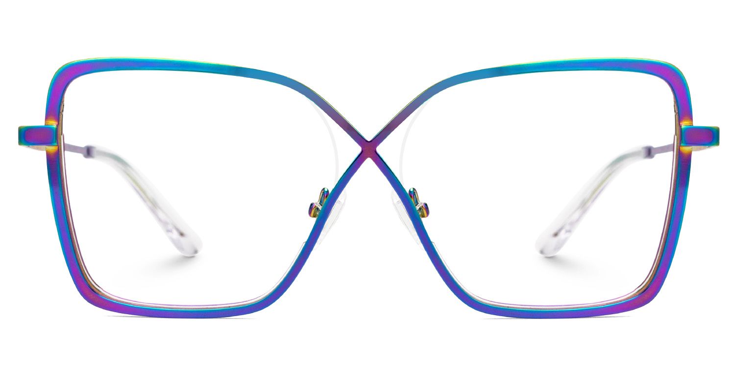 Racquel Iridescent Glasses Frames in Square Semi-Rimless  | Zeelool0