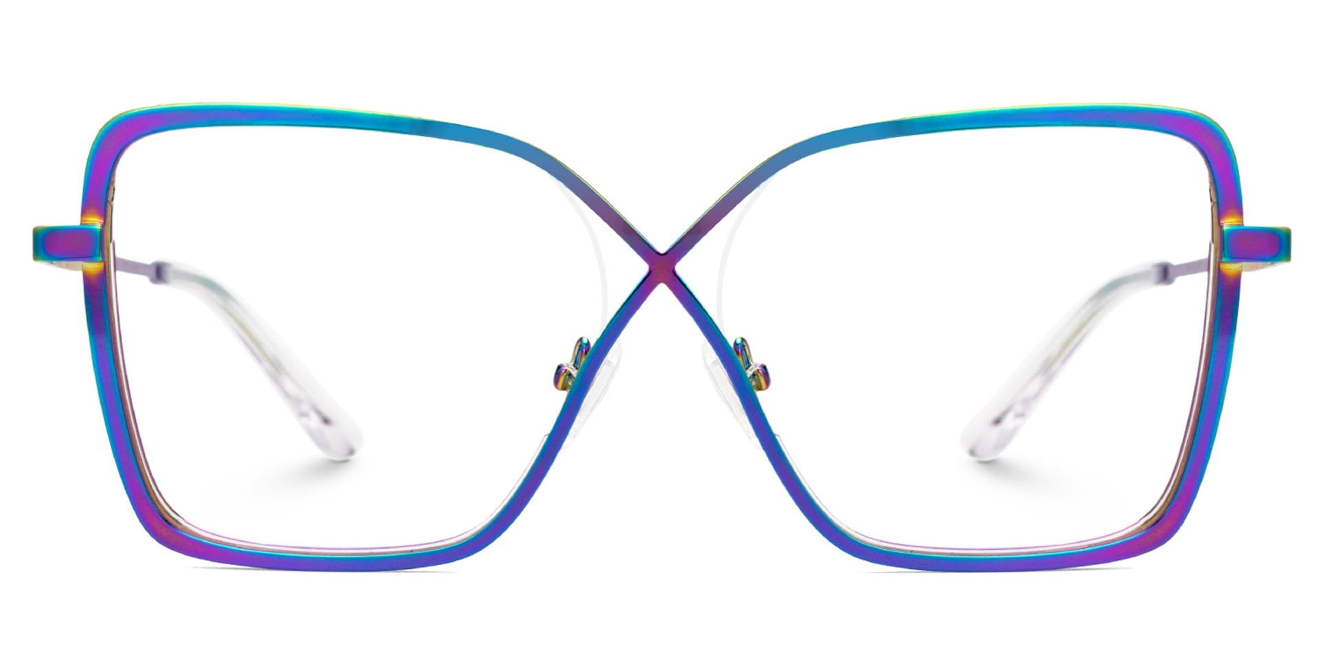 Racquel Iridescent Glasses Frames in Square Semi-Rimless  | Zeelool0