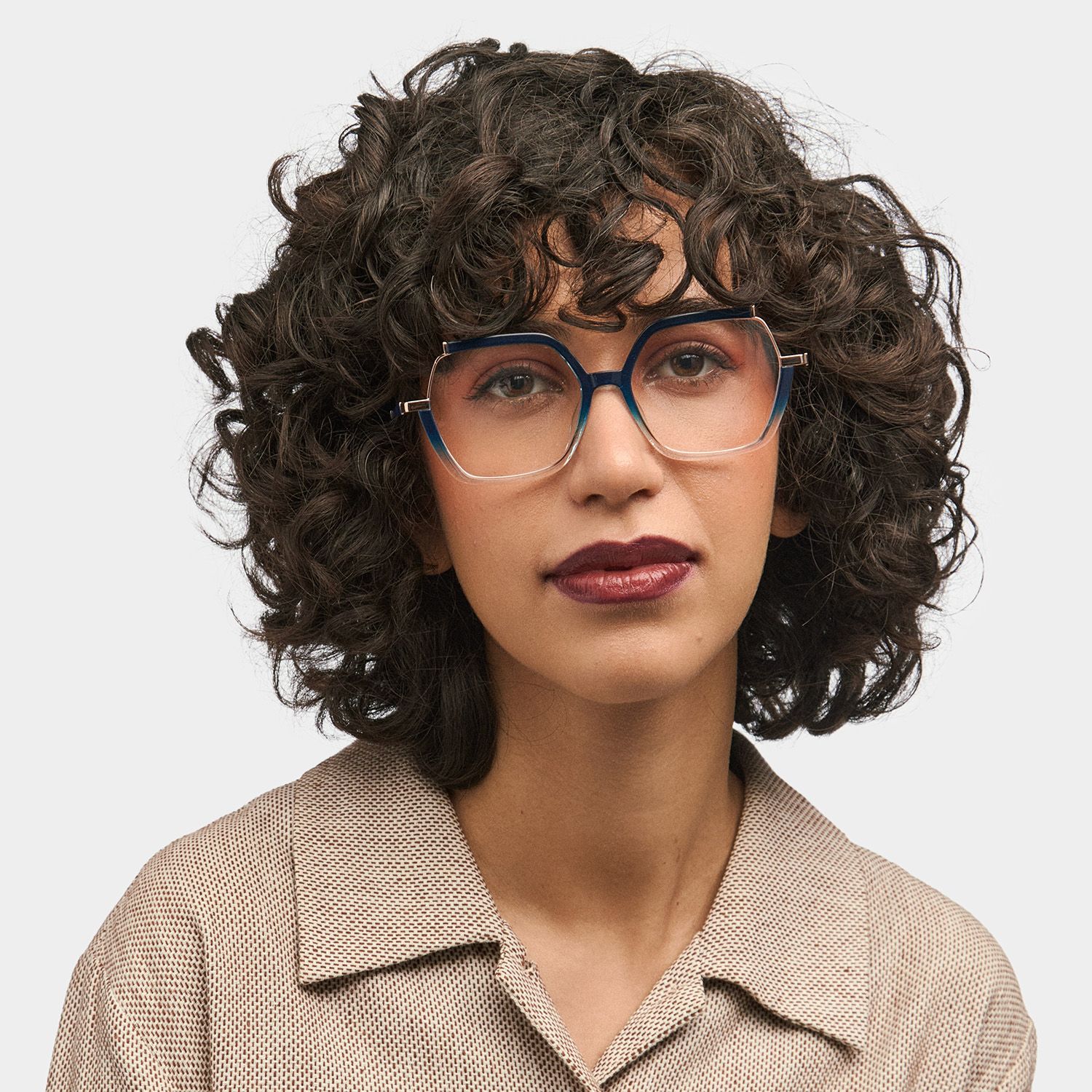 Alexia Mixed-Materials Square Blue Frame Glasses | Zeelool0