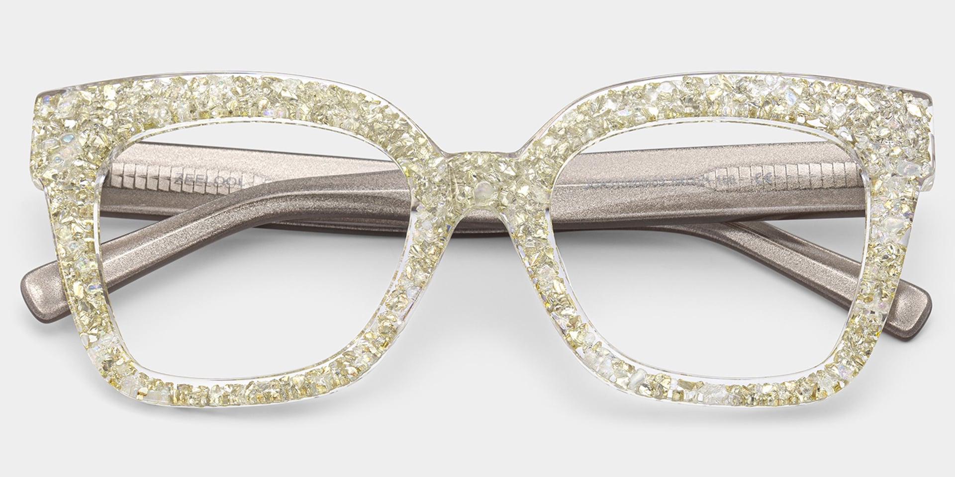 Renata Square Silver Rhinestone Covered Glasses | ZEELOOL3