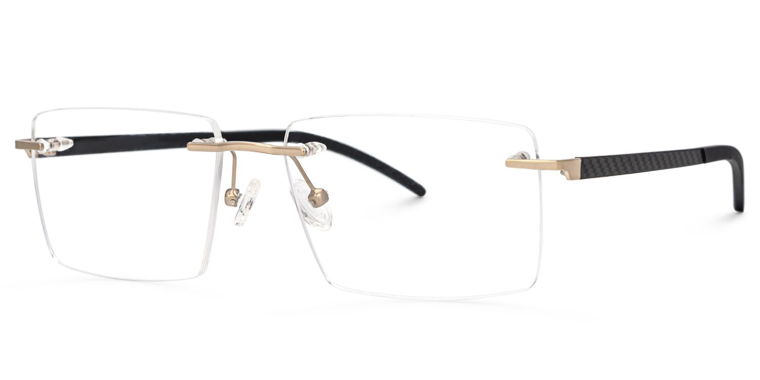 Halstead Rectangle Black Rimless Glasses | Zeelool1
