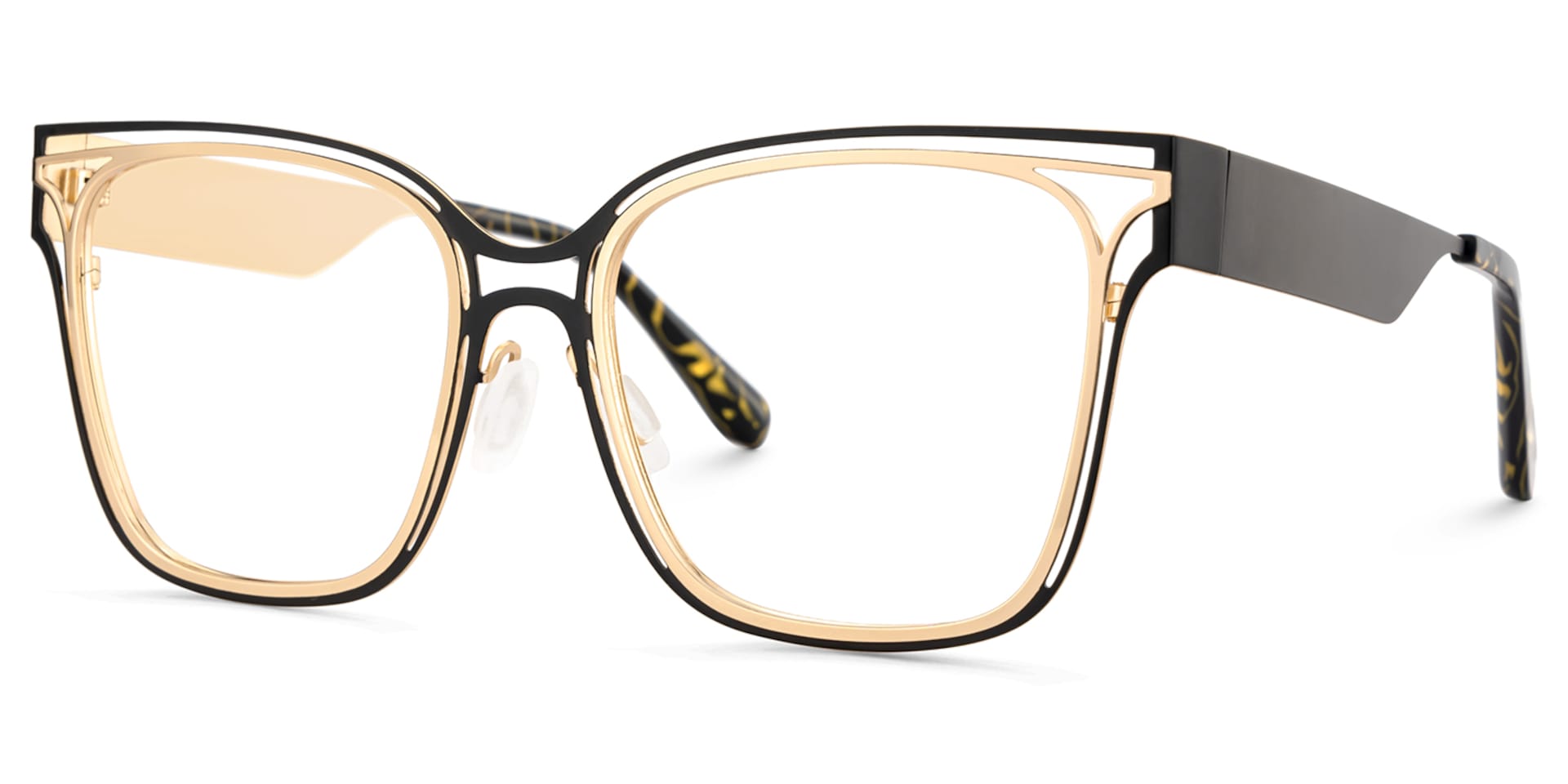Women's Metal Glasses with Golden Tortoise Temples Online3