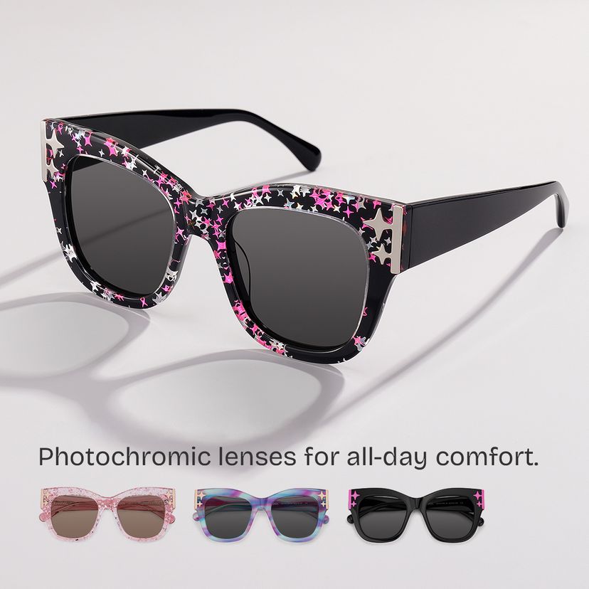 Minfia Square Black Pink Glasses