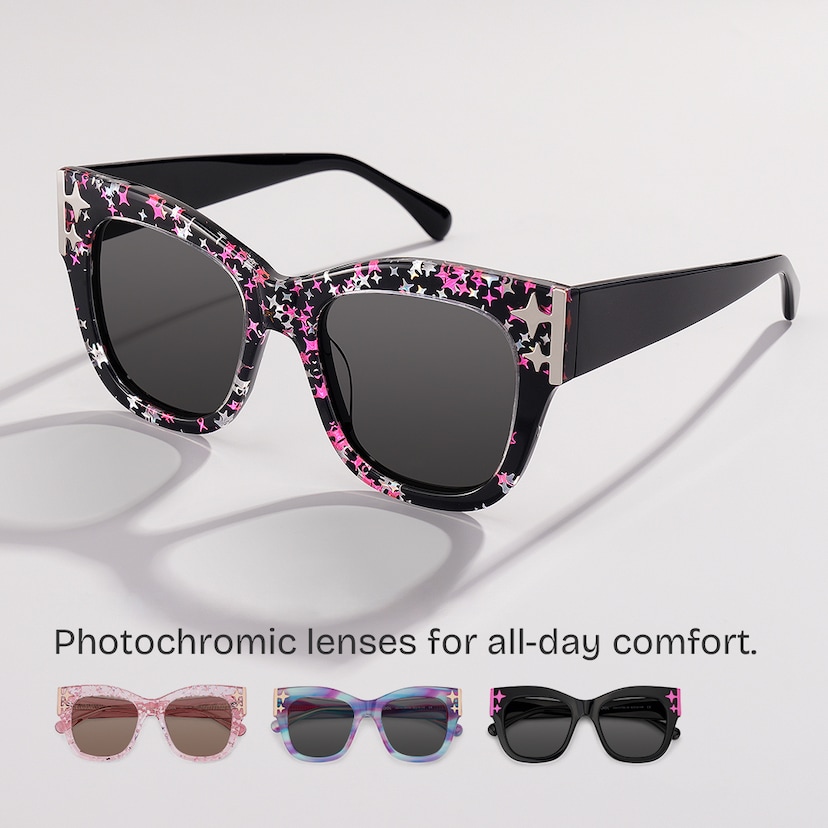 Minfia Square Black Pink Glasses