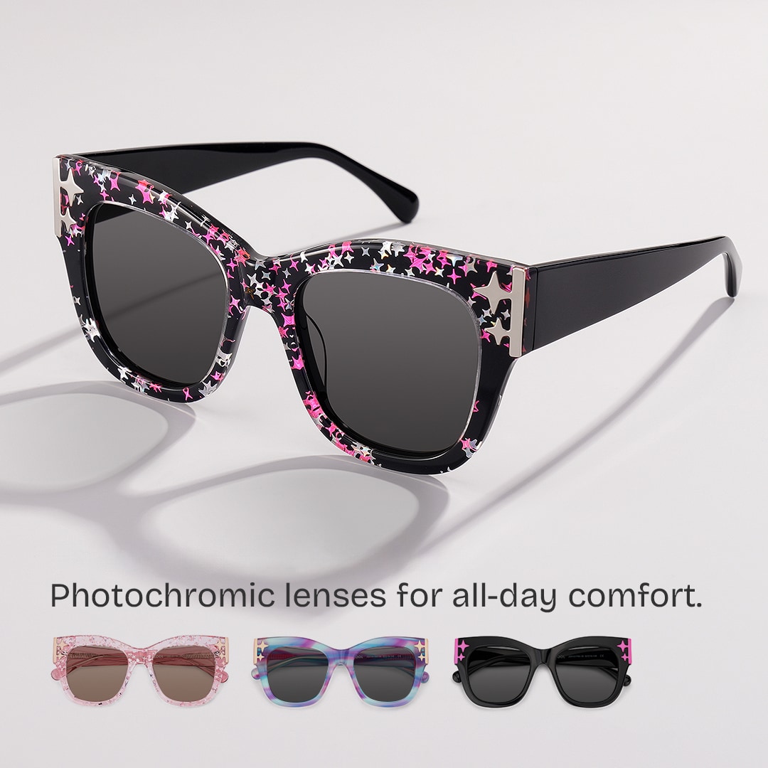 Minfia Square Black Pink Glasses