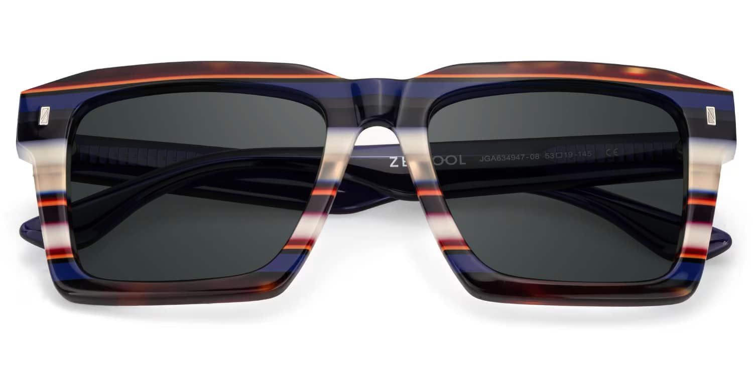 Kenish Square Blue White Glasses