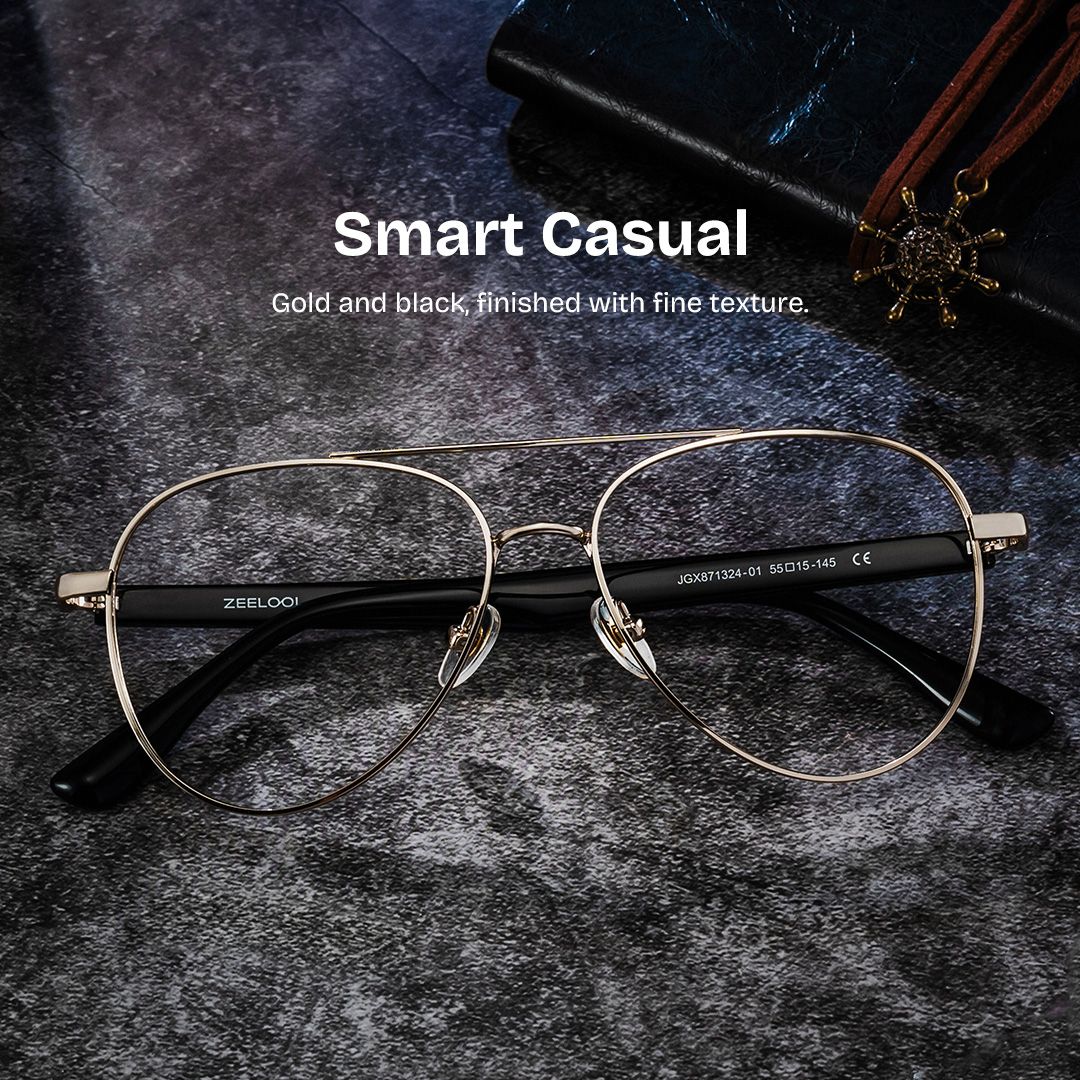 Aspen Gold Aviator Mixed Frame Glasses for Men | ZEELOOL0