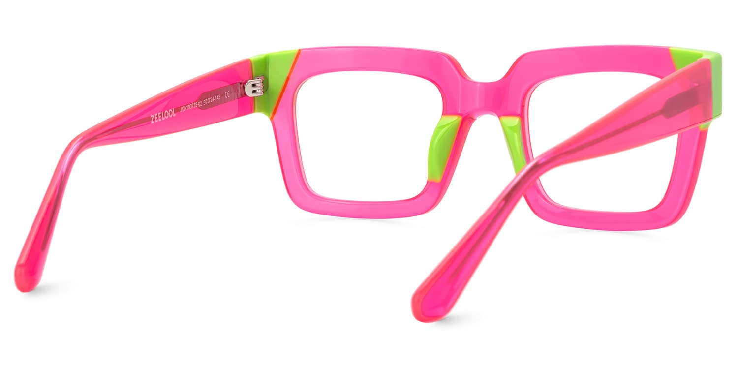 Sarah Rectangle Hot Pink Glasses3
