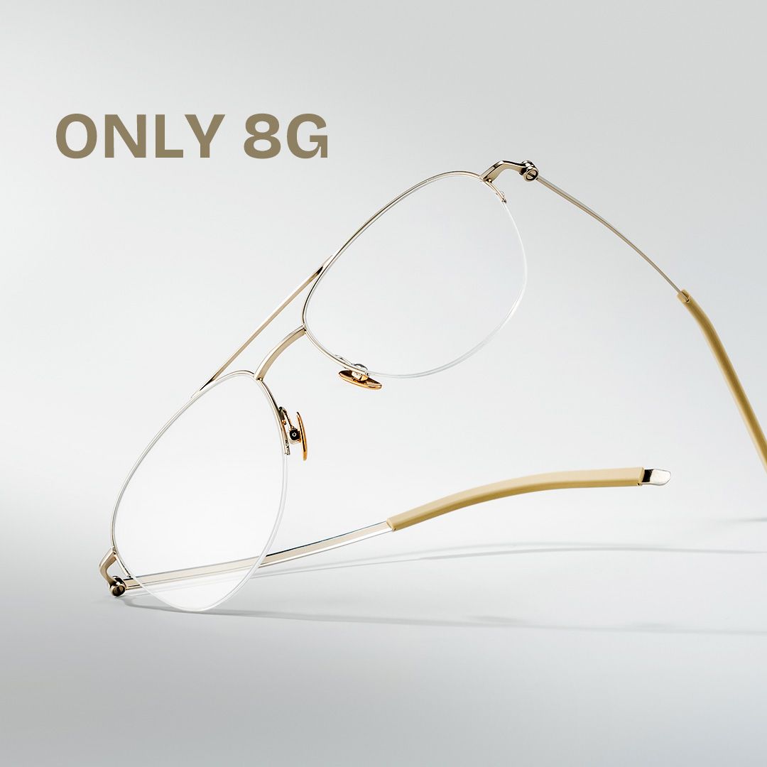 Grayson Semi Rimless Aviator Glasses in Light Gold Frames | ZEELOOL0