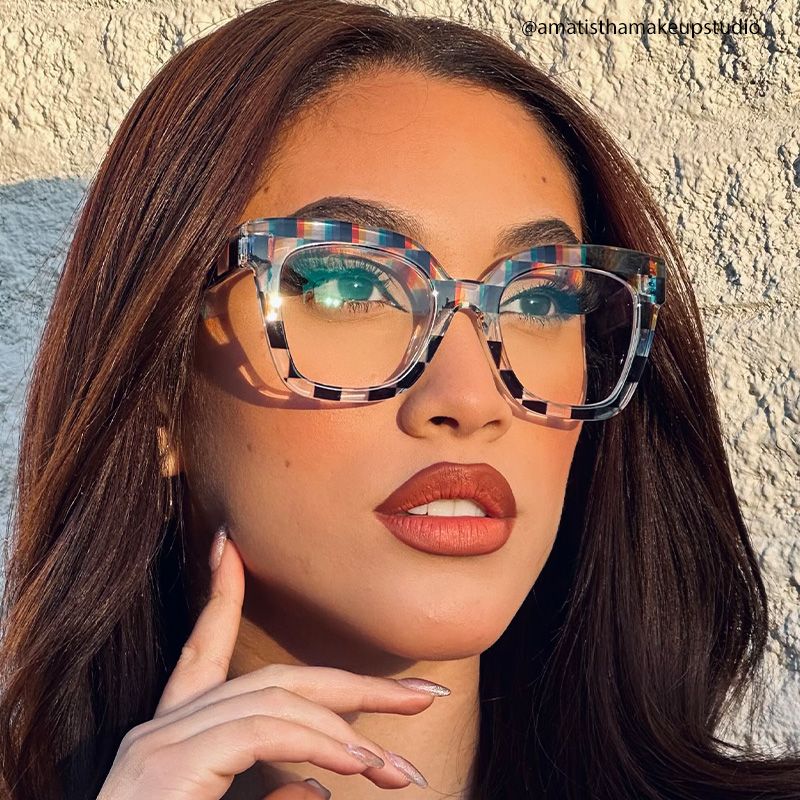 Geek Chic Malcolm Checkered Square Frame Glasses5