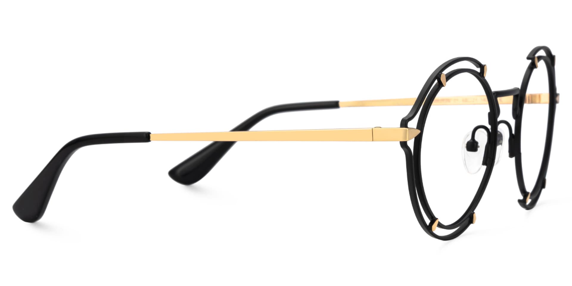 Round Black Eyeglasses Frames With Metal Material2