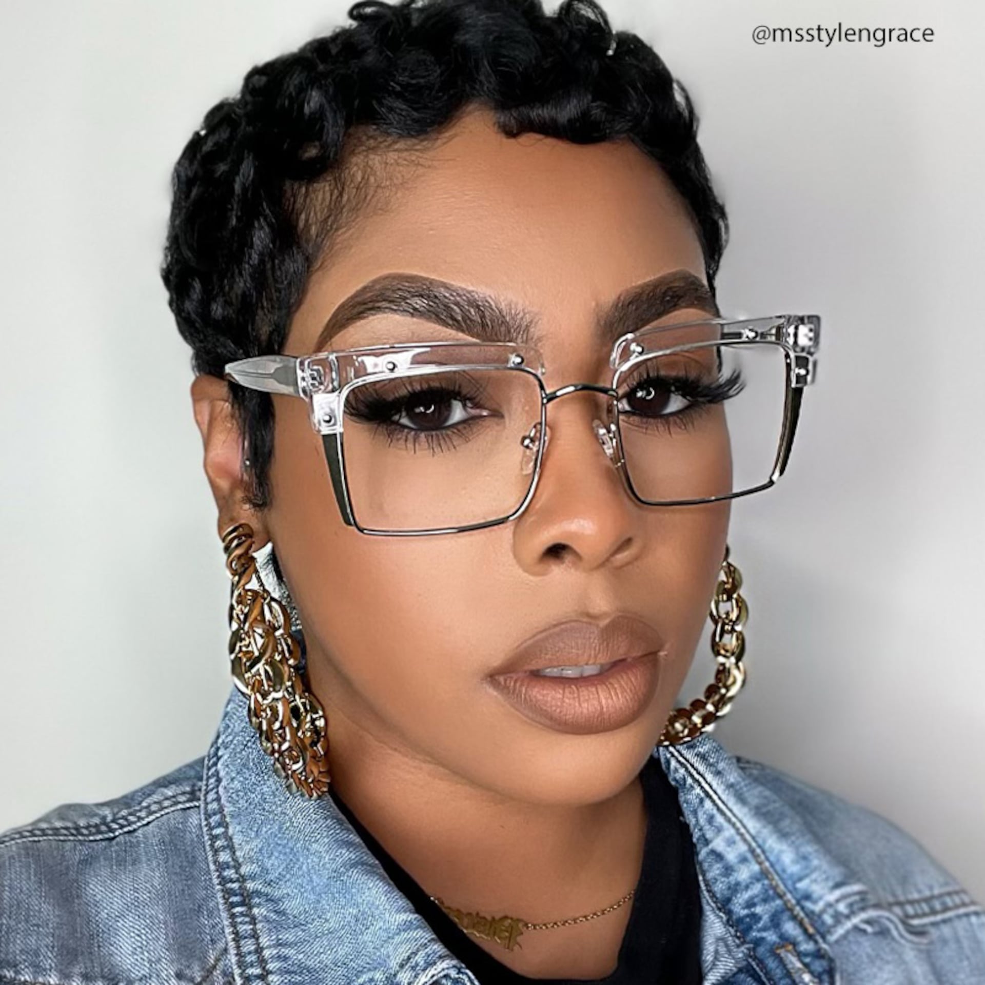 Kiana Square Crystal Frame Glasses | Zeelool Optical6