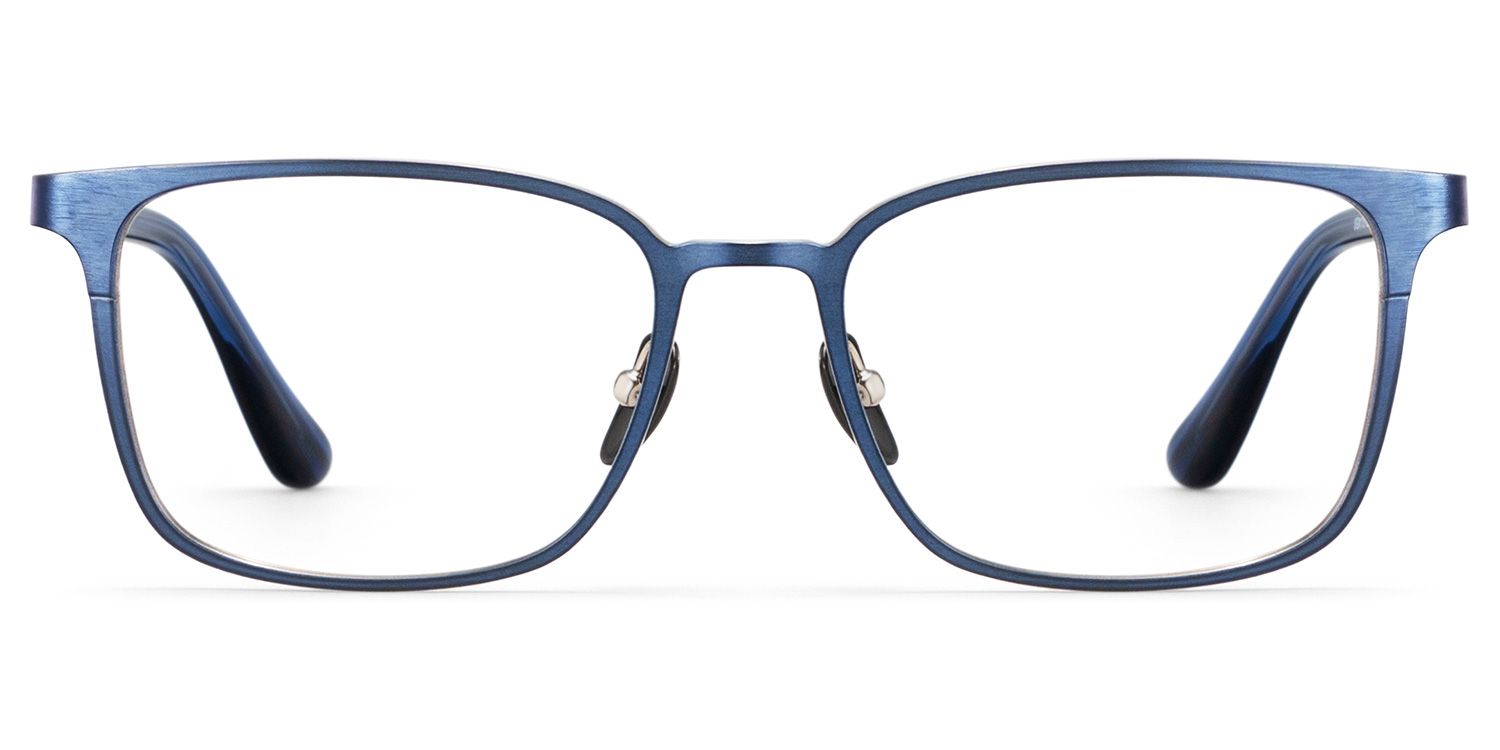 アオ　0710 Aubrey Silver Rectangle Glasses for Men | ZEELOOL