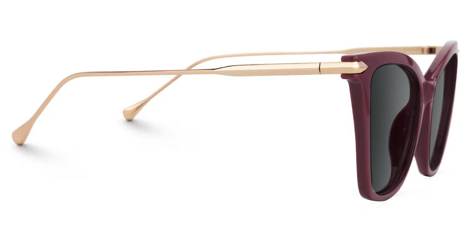 Hilary Butterfly Dark-Red Sunglasses with Thin Frames2