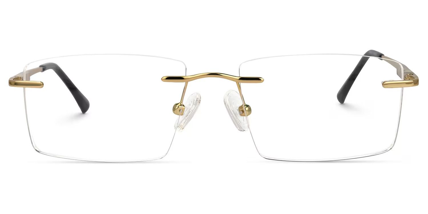 Cetina Rectangle Gold Metal Frame Glasses | ZEELOOL0