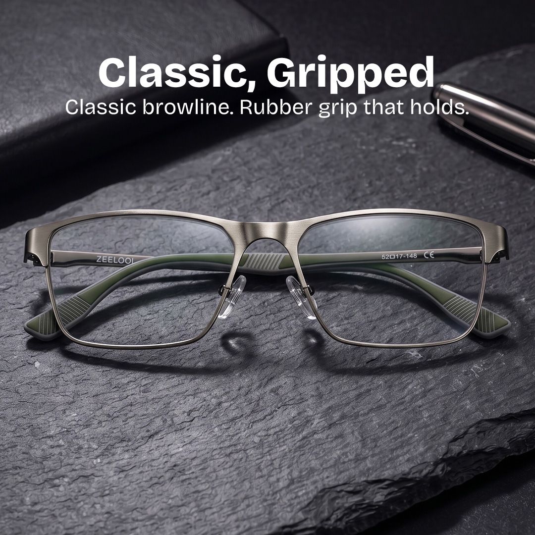 Kellen Silver Browline Frame Glasses Online for Men | ZEELOOL0
