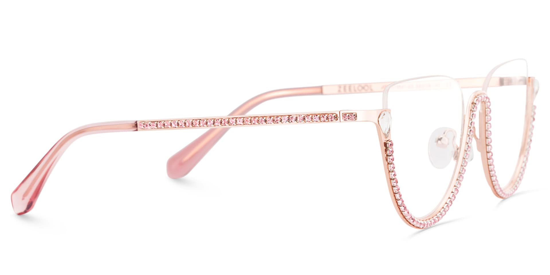 Half Frame Cat Eye Glasses With Shiny Pink Diamonds5