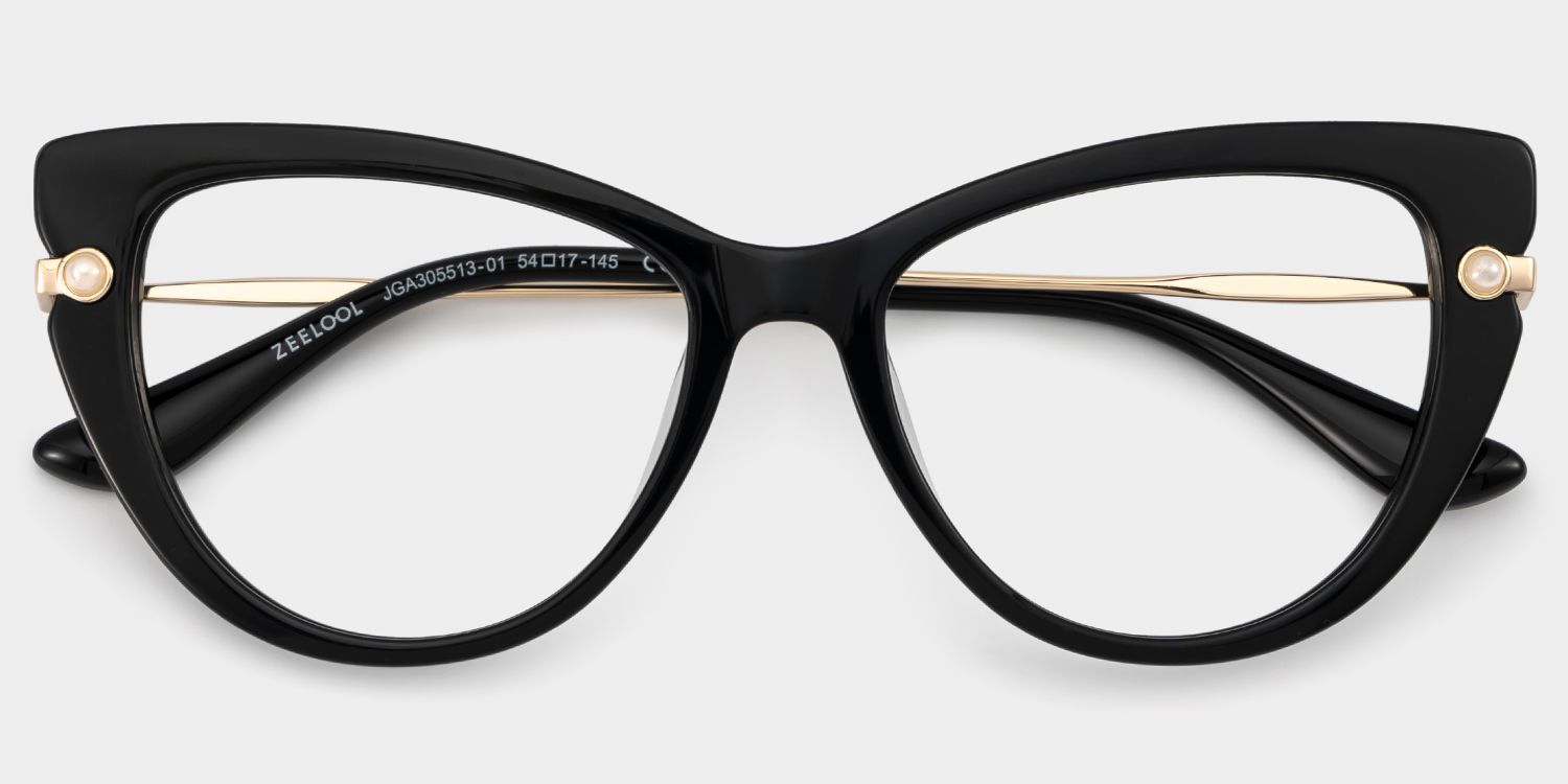 Cat eye Black Eyeglasses- Maggie Mixed Frame Glasses2