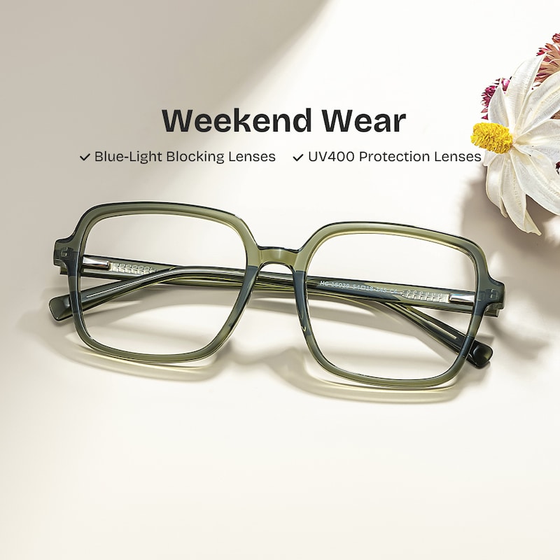 ZEELOOL Ember Square Green Glasses