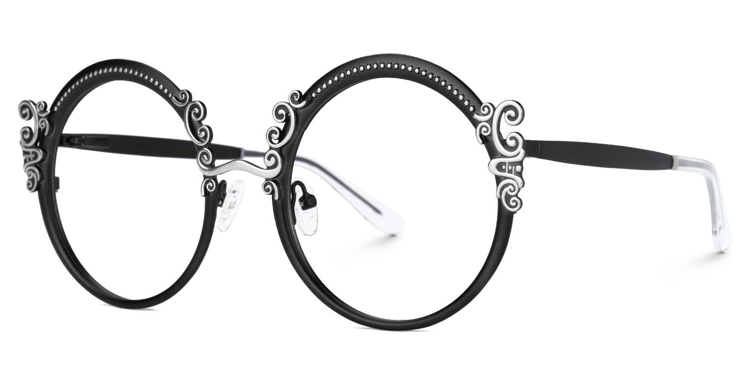 Nelida Designer Black Round Frame Glasses | Zeelool1