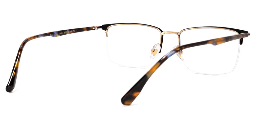 さち Simms Square Black Glasses with Semi-Rimless | ZEELOOL