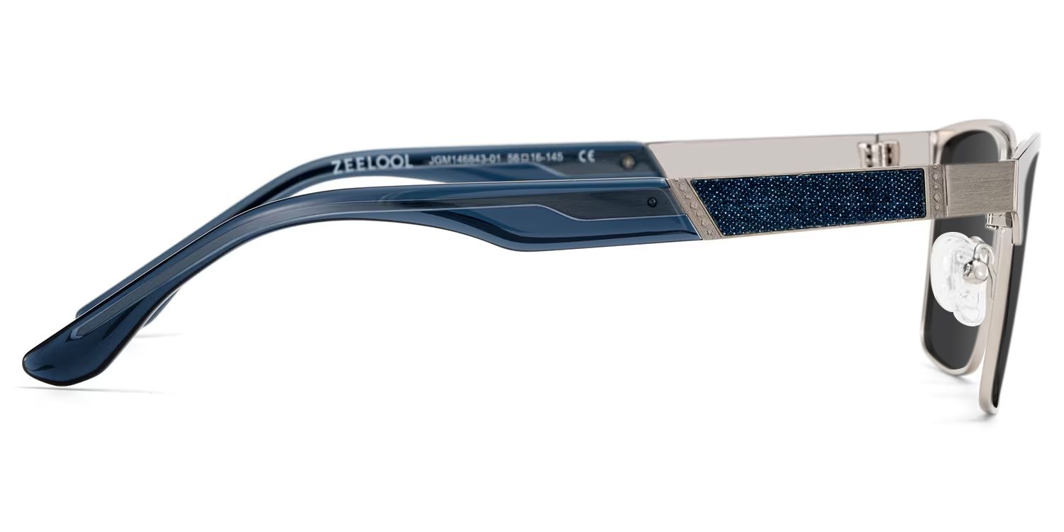 Jasper Eyeglasses in Browline Silver Frame | Zeelool3