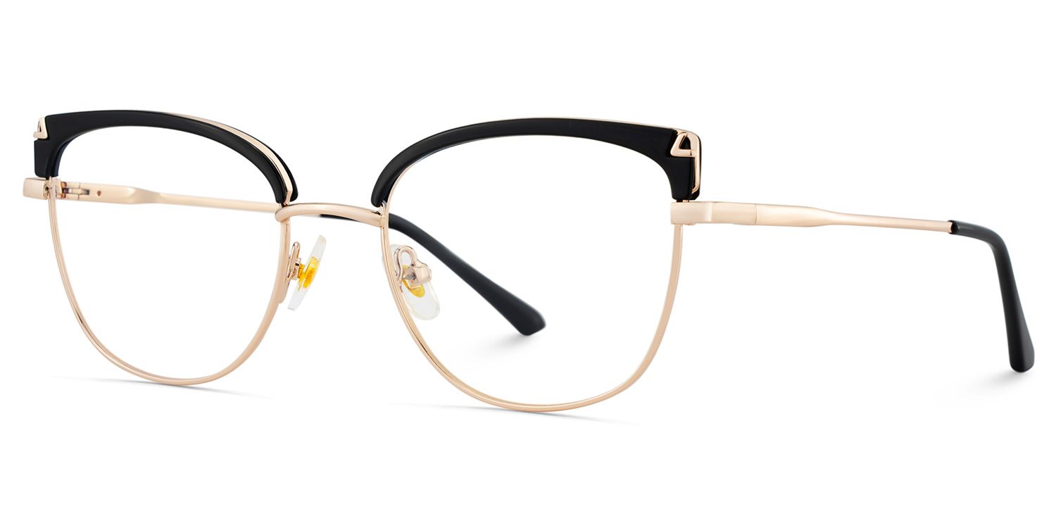 Beau Eyeglasses in Cat eye Black Gold Frame | Zeelool3