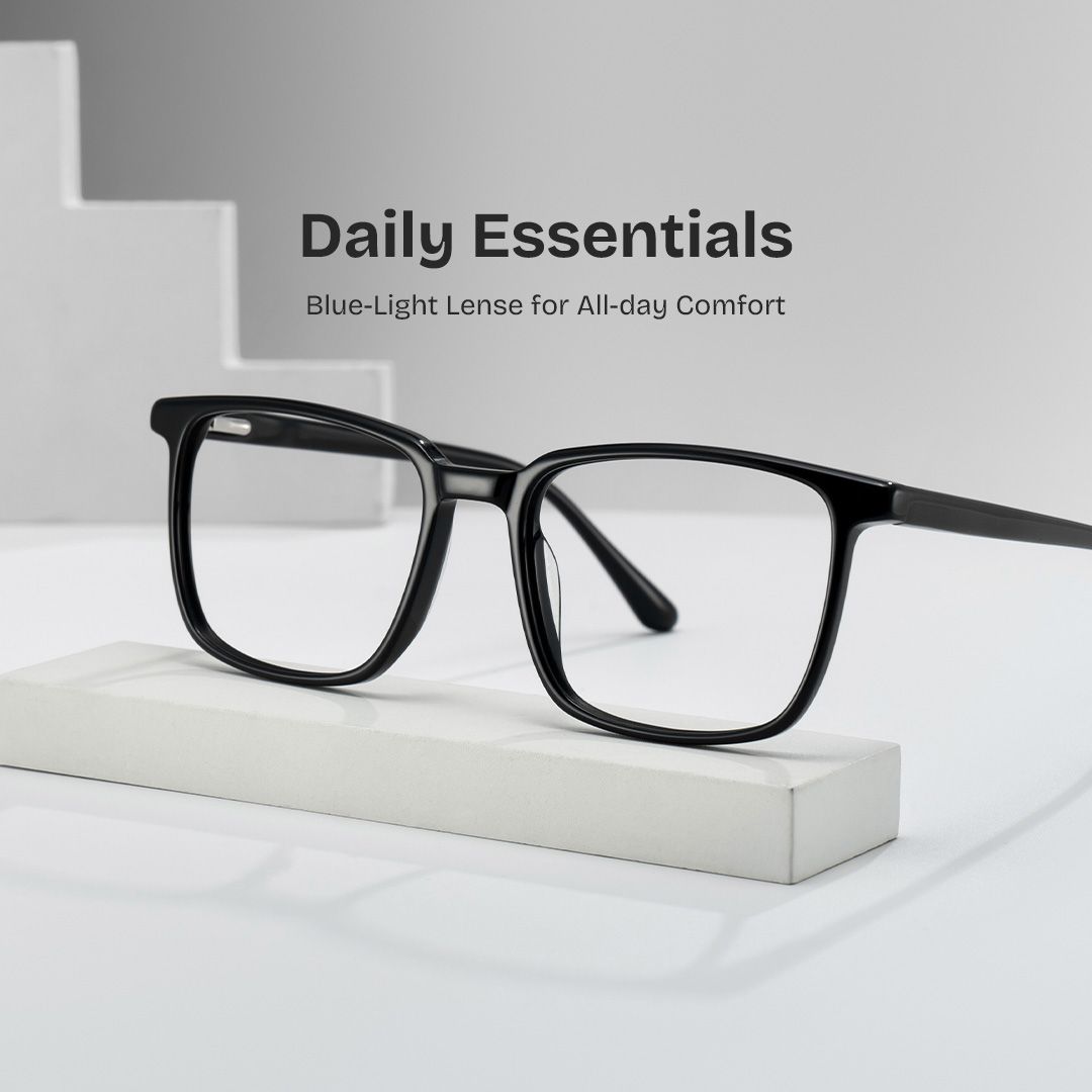Rectangle Black Eyeglasses- Aidan Acetate Frame Glasses0