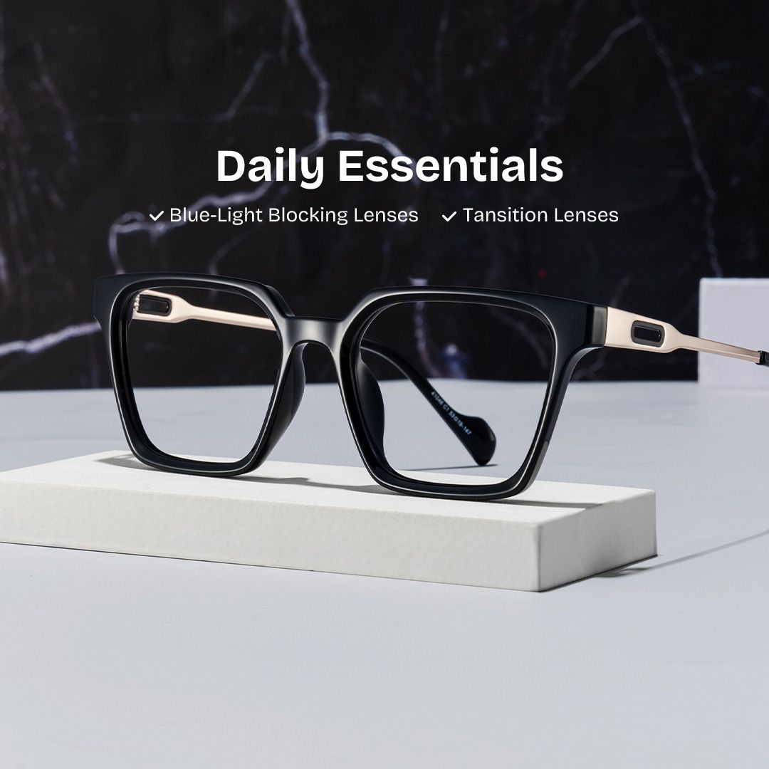 Mabel Eyeglasses in Square Black Frame | Zeelool0