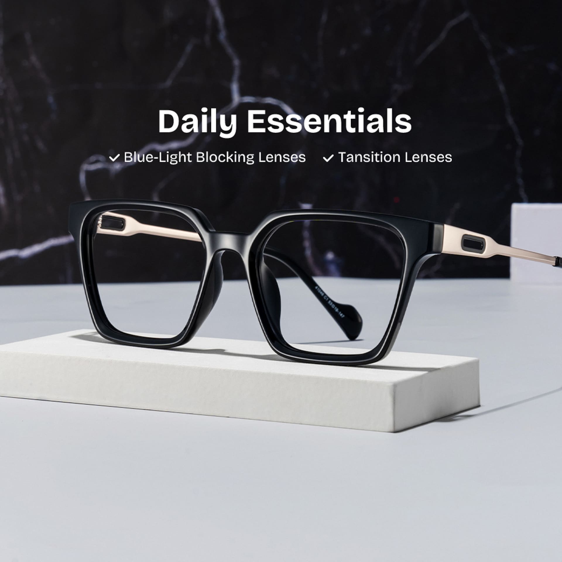 Mabel Eyeglasses in Square Black Frame | Zeelool0