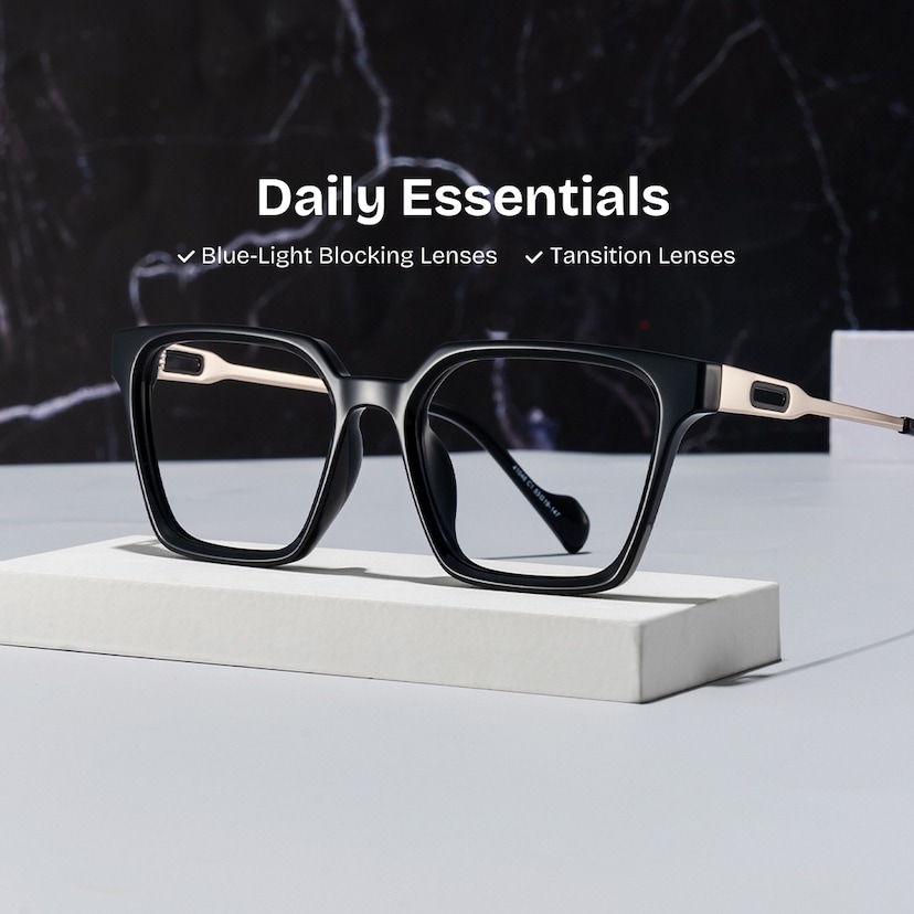 Mabel Square Black Glasses