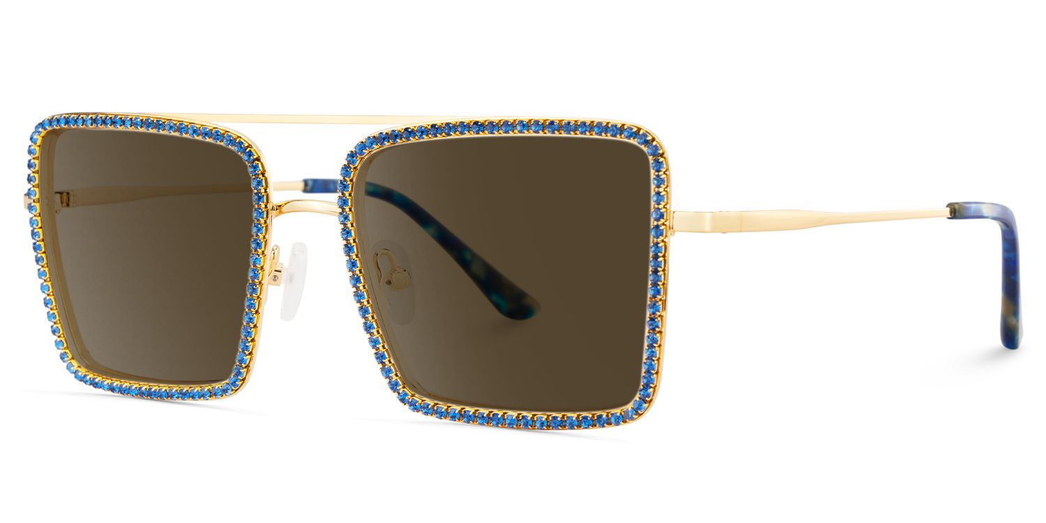 Diva Glasses, Blue Diamond and Golden Metal  Eyeglasses2