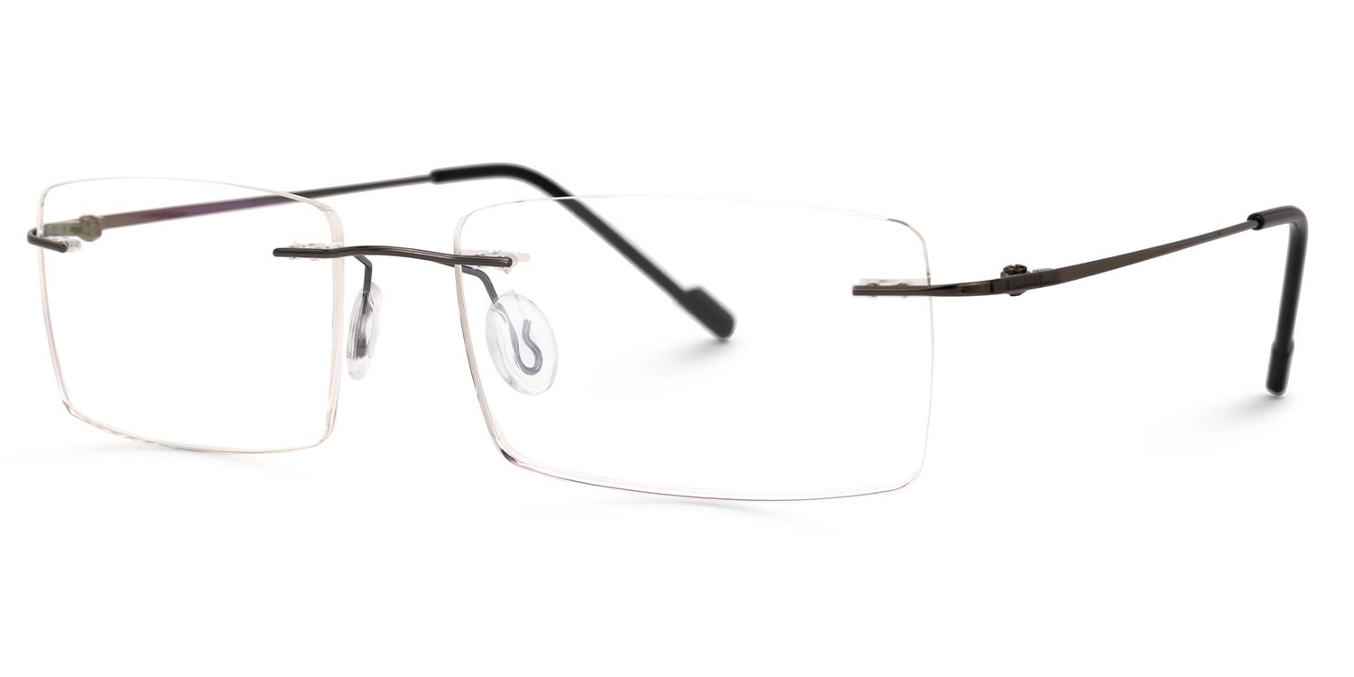 Rogers Rectangle Black Frameless Glasses for Men | ZEELOOL1