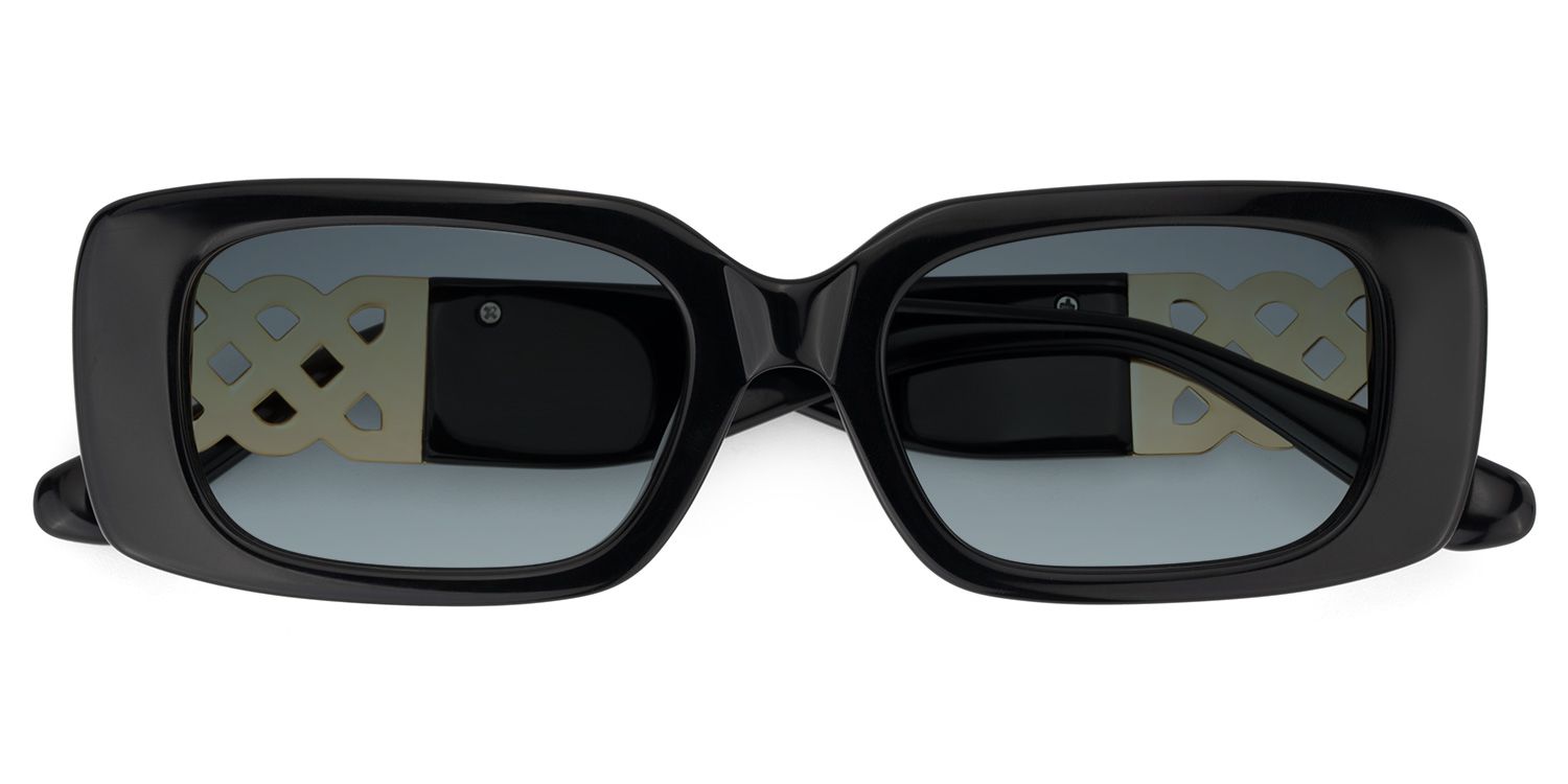 Jonas Acetate Black Rectangle Frame Sunglasses | ZEELOOL0