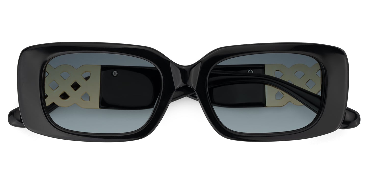 Jonas Rectangle Black Sunglasses