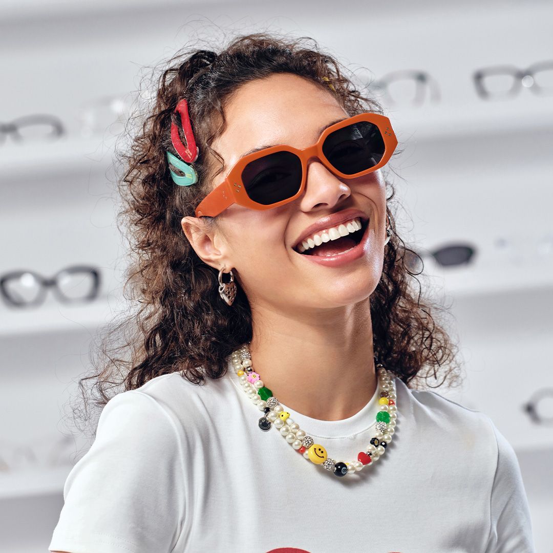 Soleil Rectangle Orange Prescription Sunglasses | ZEELOOL5